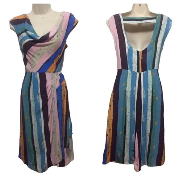 Plenty Tracy Reese Silk Dress size 2 Colorful Lightweight draped Anthropologie - Picture 1 of 6